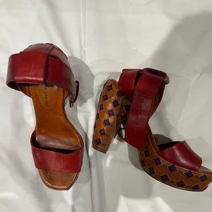 Marc Jacobs red leather platform heels